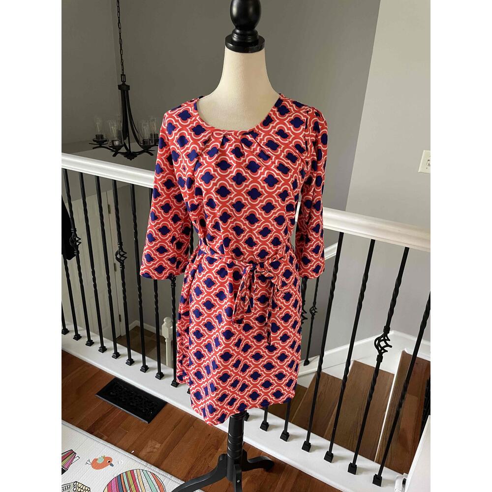 Just‎ In Womens Orange Geometric Tie Waist Shift Dress Size M